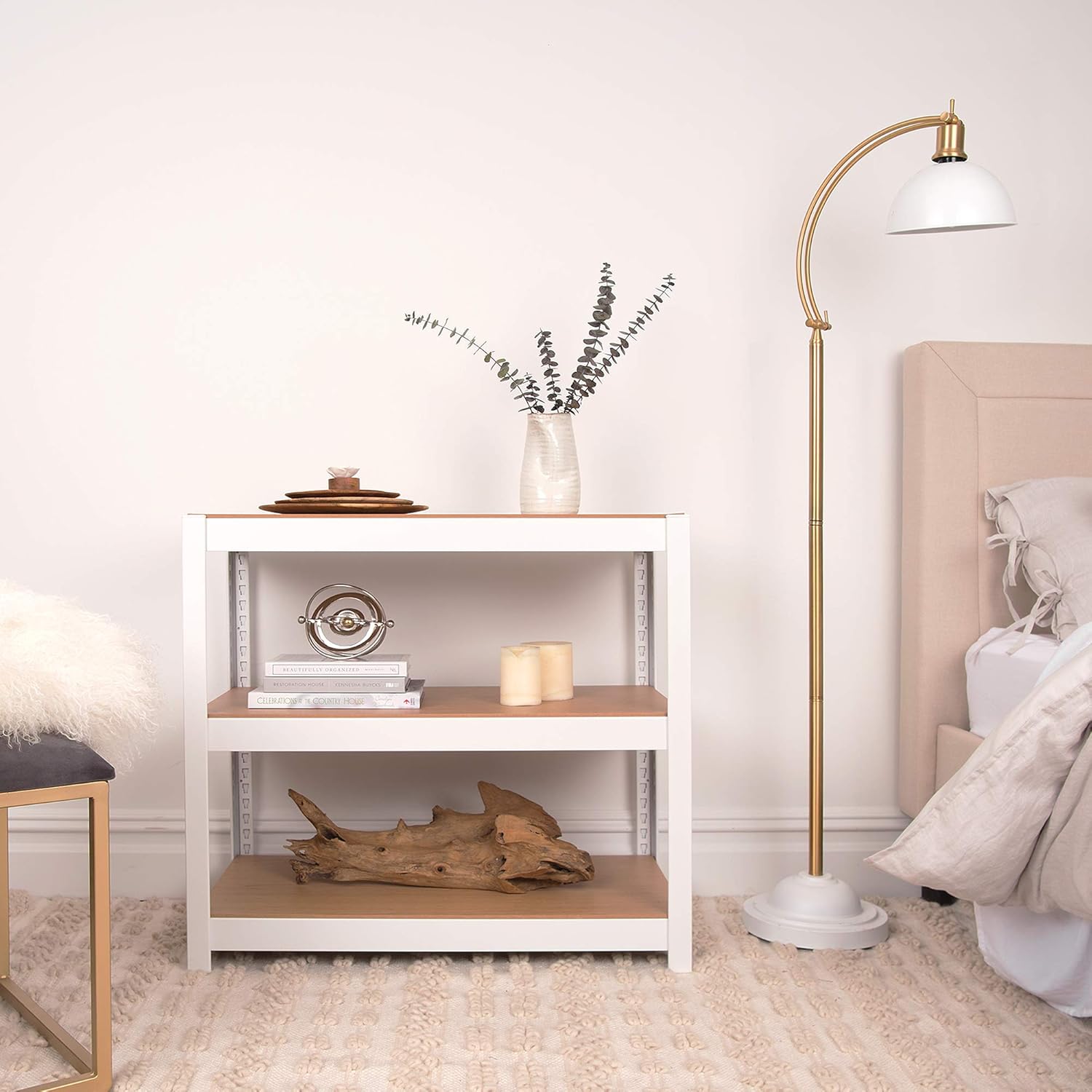 KEPSUUL – Estantería modular de metal corta de 2 estantes personalizables y de almacenamiento multiusos para garaje, cocina, dormitorio, 32.1