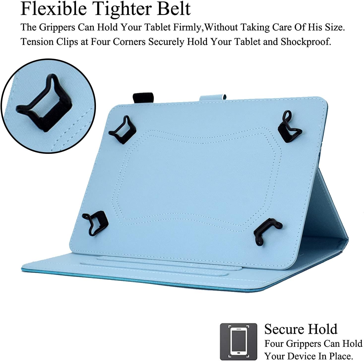 BYCeKe Funda universal para tablet Android de 10 y 10.1 pulgadas, funda con soporte de visión multiángulo, funda protectora de piel sintética