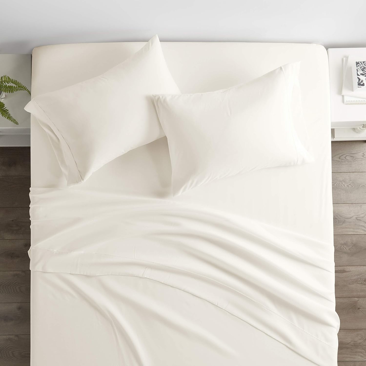Sleep Restoration – Juego de sábanas de lujo con tratamiento de aloe vera puro, totalmente natural, ecológico e hipoalergénico, 4 piezas con aloe