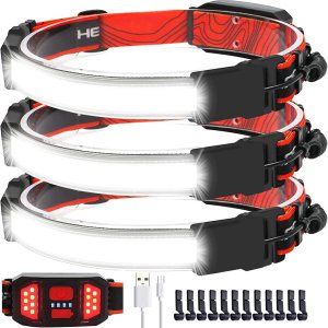 3 lámparas LED recargables para la cabeza, luz de casco duro de iluminación de 230, linterna ligera, 3 modos con luces rojas para correr, acampar, 3 lámparas LED recargables para la cabeza, luz de casco duro de iluminación de 230, linterna ligera, 3 modos con luces rojas para correr, acampar,