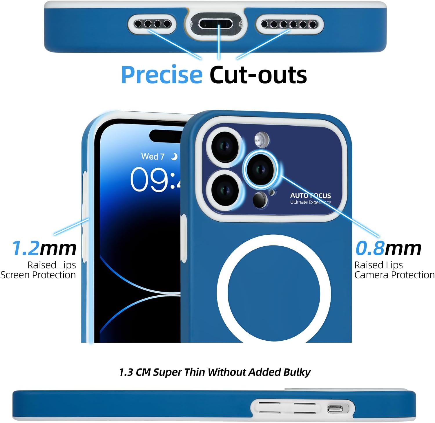 AuroraIce Funda magnética para iPhone 14 Pro Max, funda para teléfono 14 Pro Max compatible con Magsafe diseño de dos capas a prueba de golpes lente