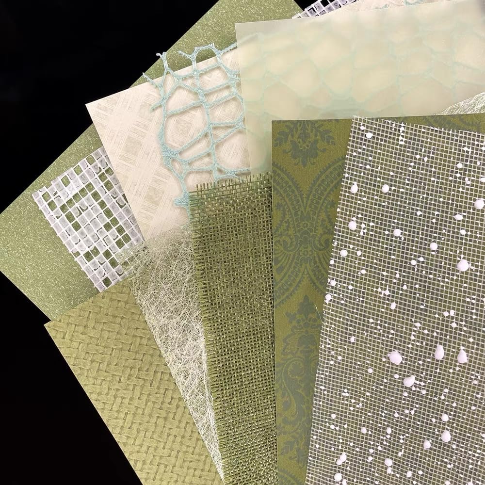 10 piezas de papel texturizado de papel de recortes, hojas A5 hechas a mano, mezcla de tela de punto de nieve, papeles especiales para álbumes de