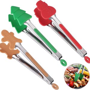 3 pinzas de silicona de Navidad, pinzas de estilo pequeño de 7 pulgadas para cocinar, pinzas coloridas para niños pequeños que sirven alimentos, 3 pinzas de silicona de Navidad, pinzas de estilo pequeño de 7 pulgadas para cocinar, pinzas coloridas para niños pequeños que sirven alimentos,