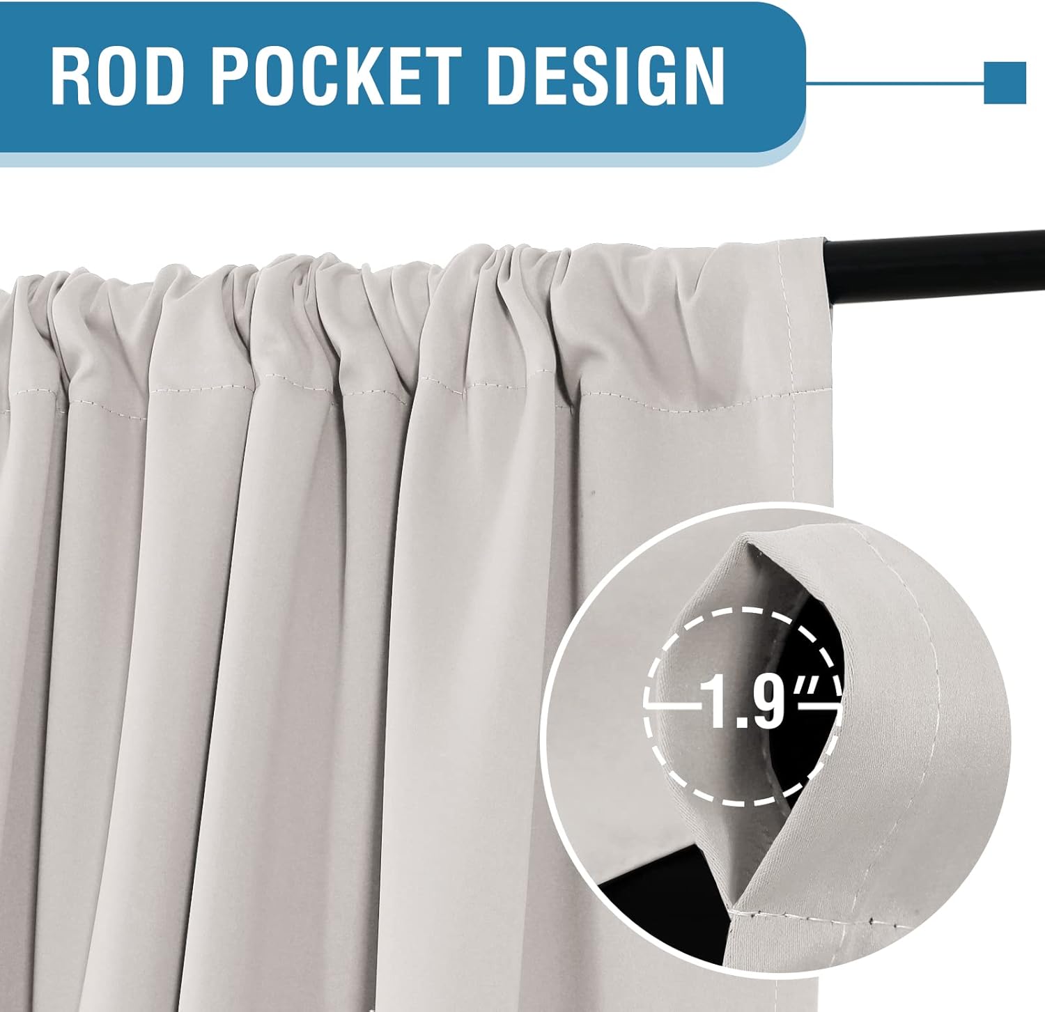 H.VERSAILTEX Cortinas 100% opacas para dormitorio, 42 pulgadas de ancho, con aislamiento térmico, cortinas opacas de 54 pulgadas de largo, con