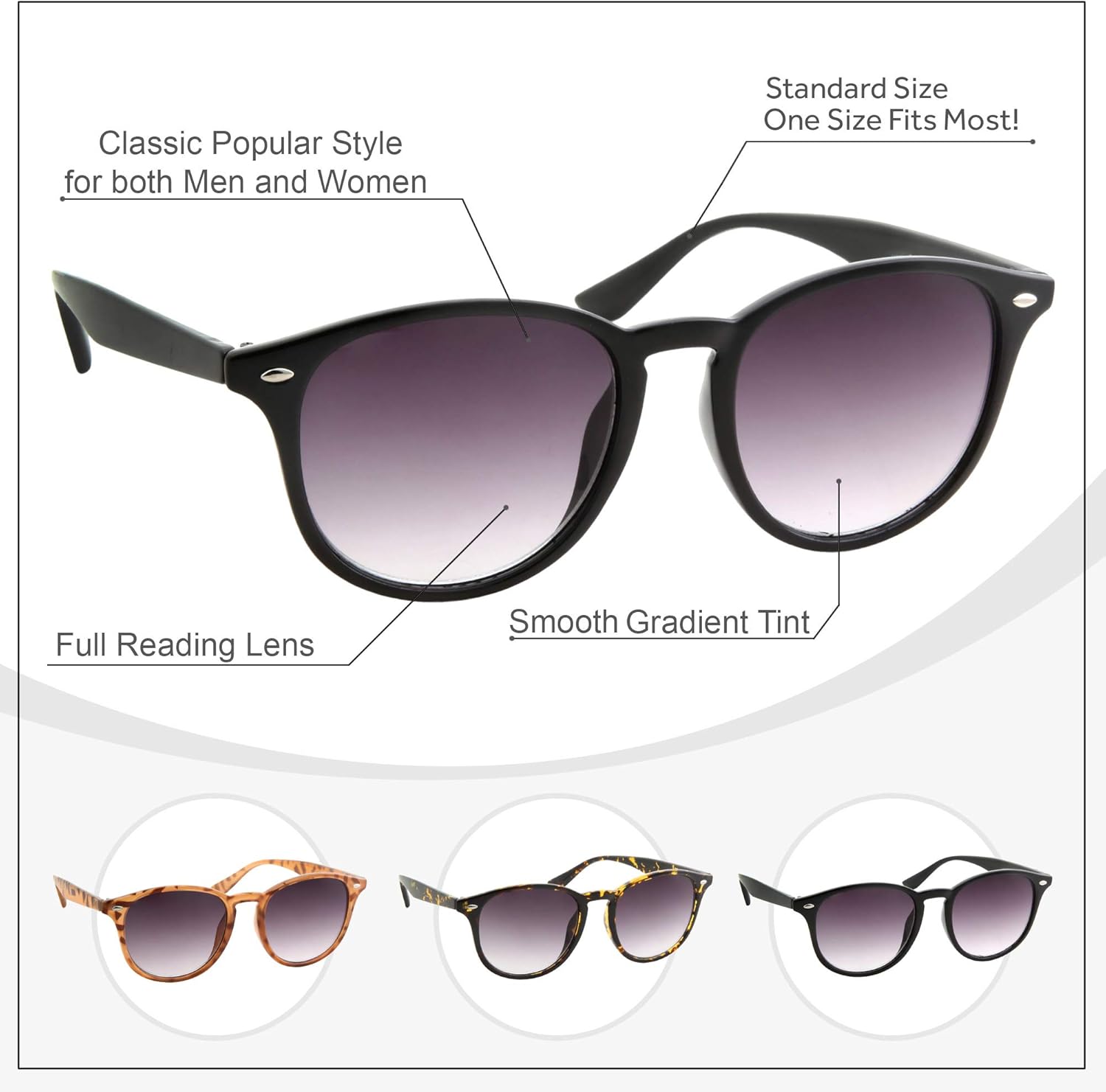 Gafas de sol de lectura de lentes completas  Gafas de lectura clásicas para exteriores  Hombres y Mujeres