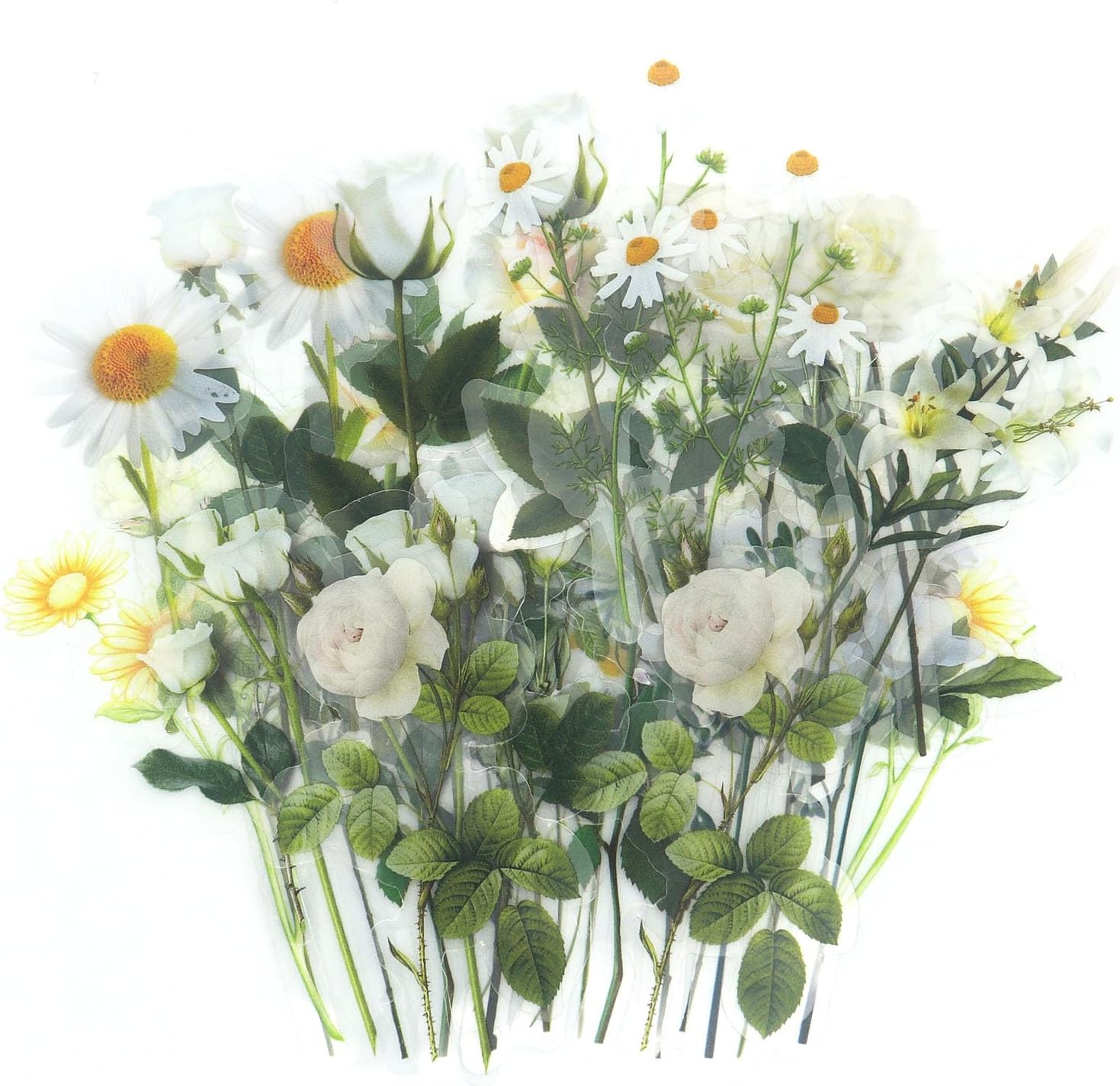 Calcomanías temáticas de flores prensadas, 360 piezas, suministros botánicos florales para álbumes de recortes, calcomanías retro de resina para