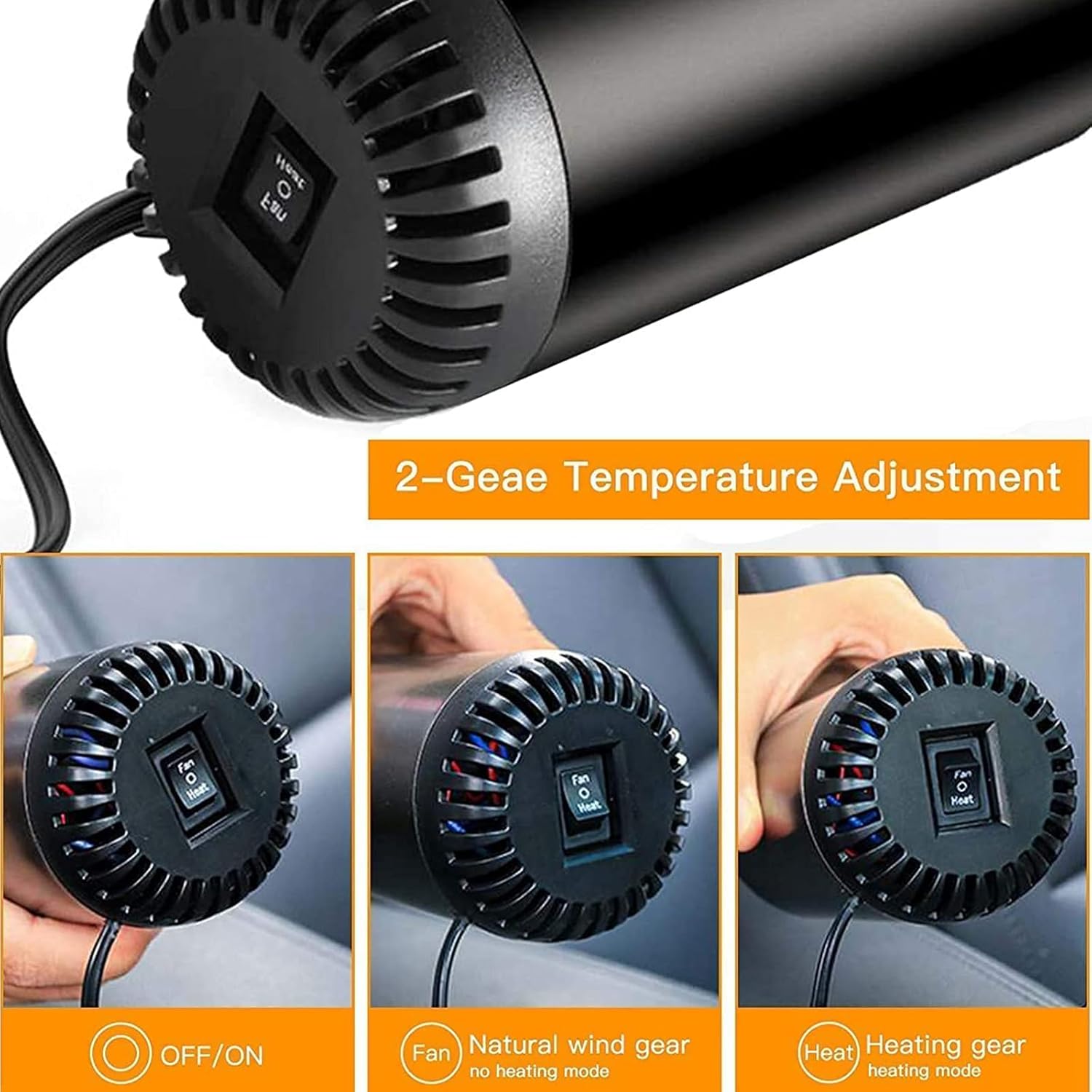 Calentador y descongelador portátil de automóvil de 12 V y 150 W, desempañador y descongelador de parabrisas de automóvil, calentador de automóvil