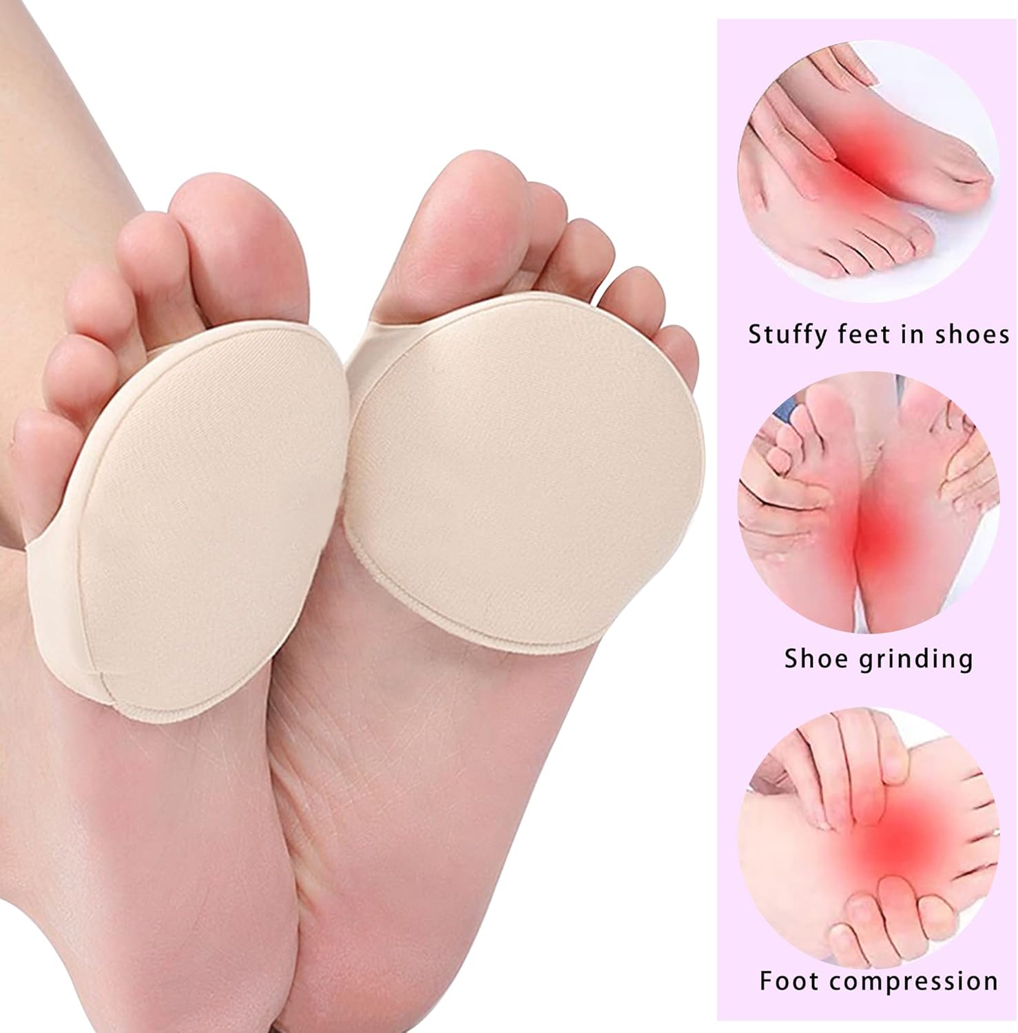 Cojines de bola de pie, almohadillas metatarsianas de tela de nido de abeja, almohadillas invisibles para mujeres y hombres, almohadillas
