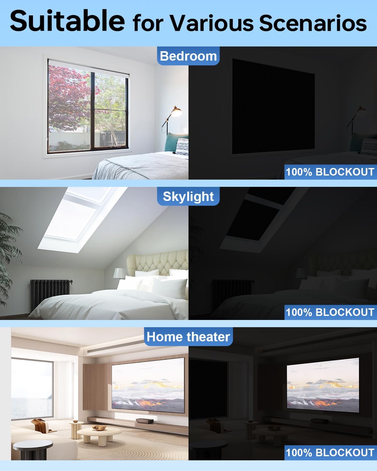 ATAWOL Cortinas opacas para dormitorio, película portátil de privacidad para ventana, cubierta opaca para ventana, persianas opacas de viaje para