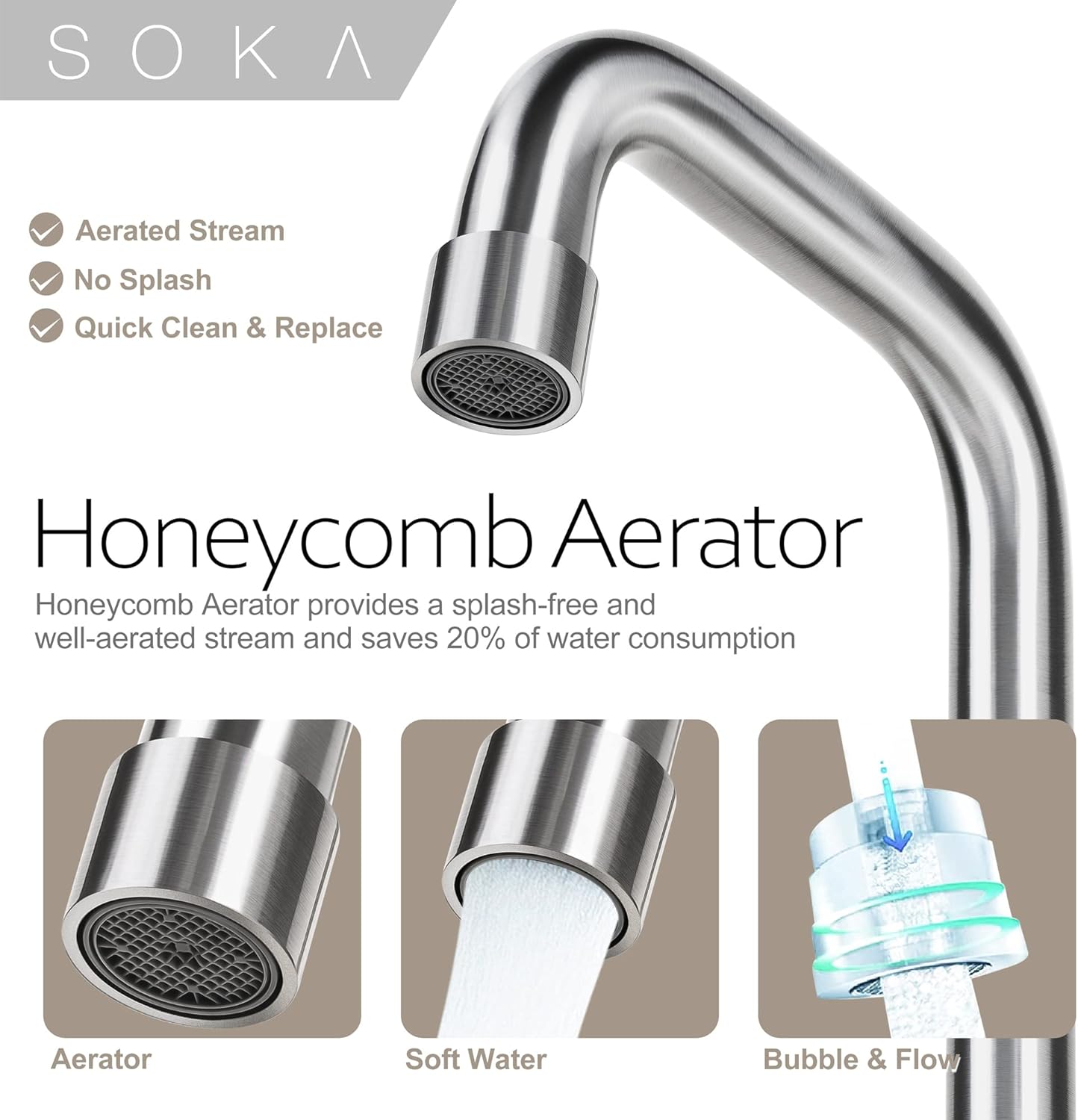 SOKA Centerset – Grifo de baño con 2 asas de 4 pulgadas, fregadero de mano comercial, grifo táctil de 3 agujeros, níquel cepillado, palanca L