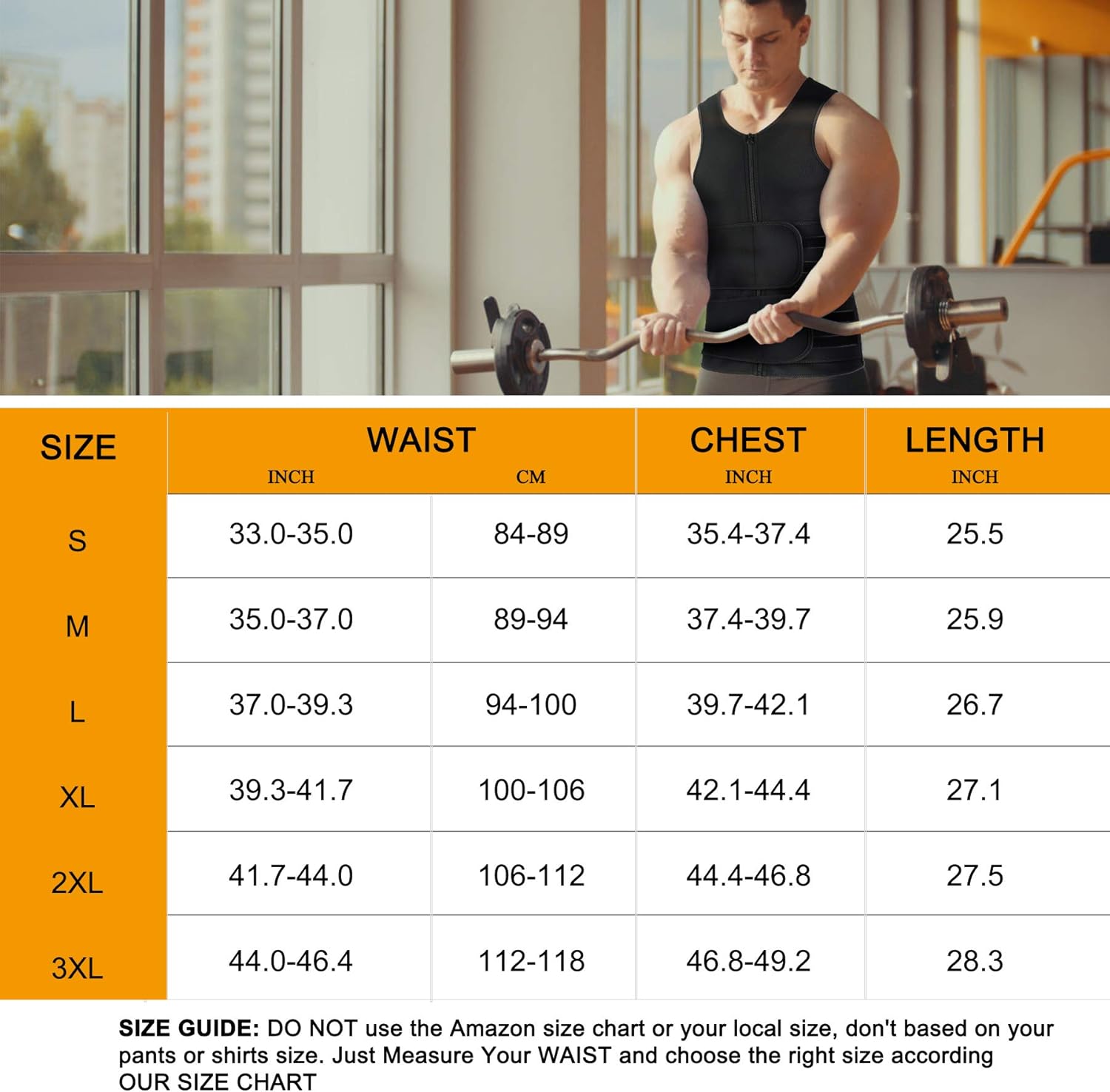 Chaleco de sauna para hombres con cintura con cremallera, neopreno para sauna, sin mangas, chaleco recortador de cintura