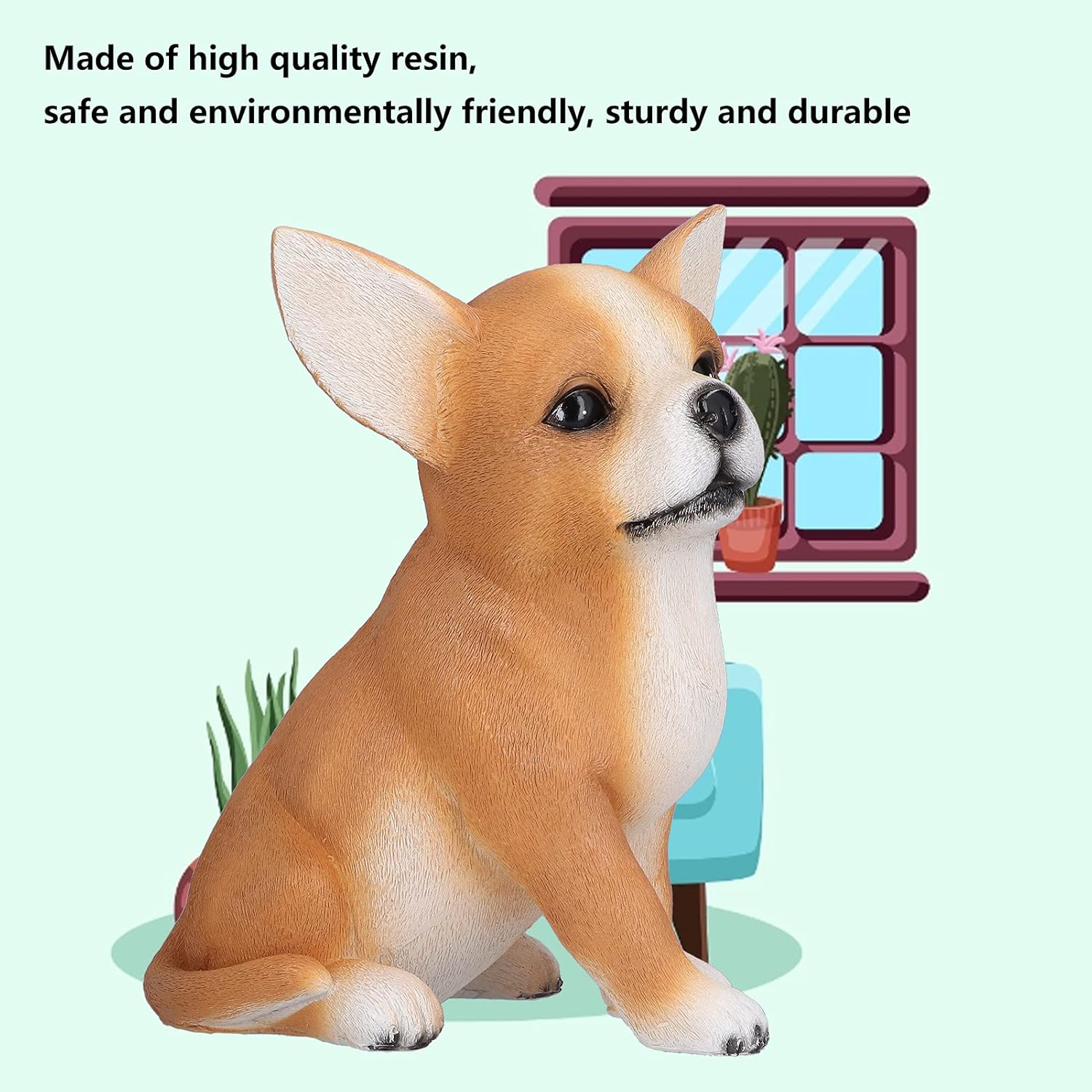 Estatuas de perro de jardín para decoración al aire libre, escultura de perro de resina con forma de animal, adornos de perro para patio, césped,