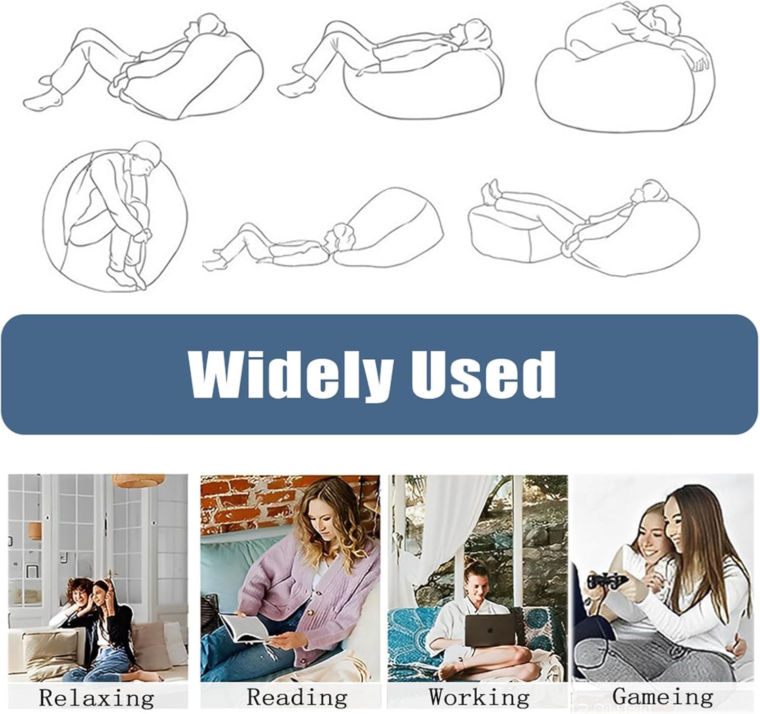 Morbuy Funda para silla puff para niños y adultos (sin relleno), funda suave para sofá cama, lavable, de gran tamaño, para sala de estar (33.6 x