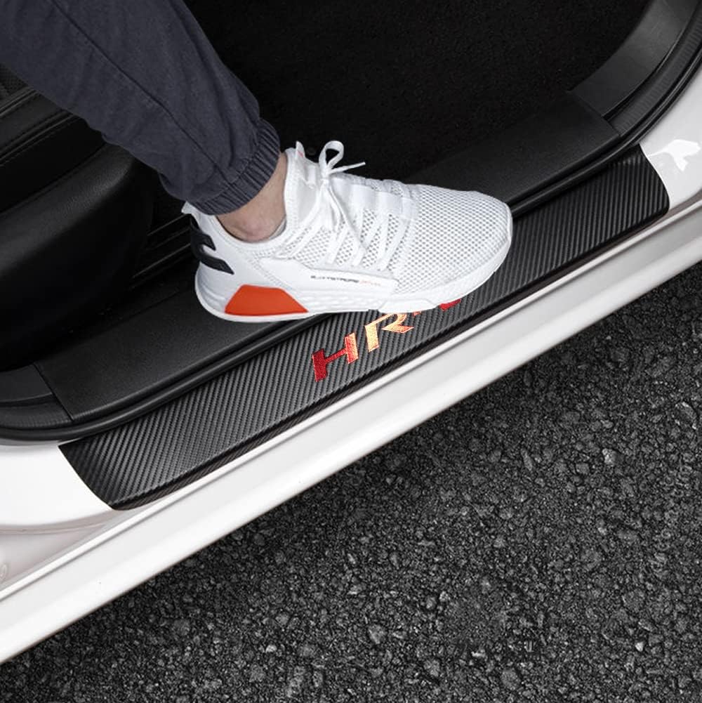 LEXLEY Protector de umbral de puerta de cuero estilo fibra de carbono para Honda 2023 2024 HRV HR-V, protector de umbral de puerta, protector de