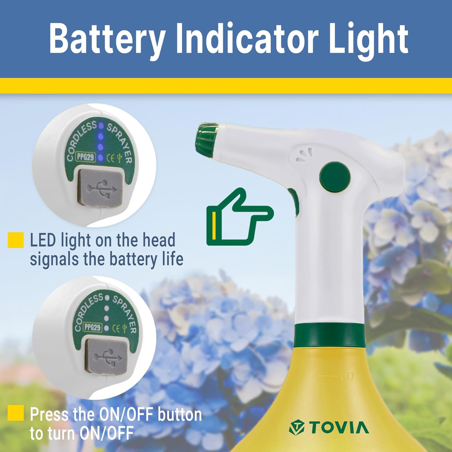 T TOVIA Plant Mister – Botella pulverizadora para plantas de interiorexterior, rociador eléctrico de jardín de 1 litro con boquilla ajustable,