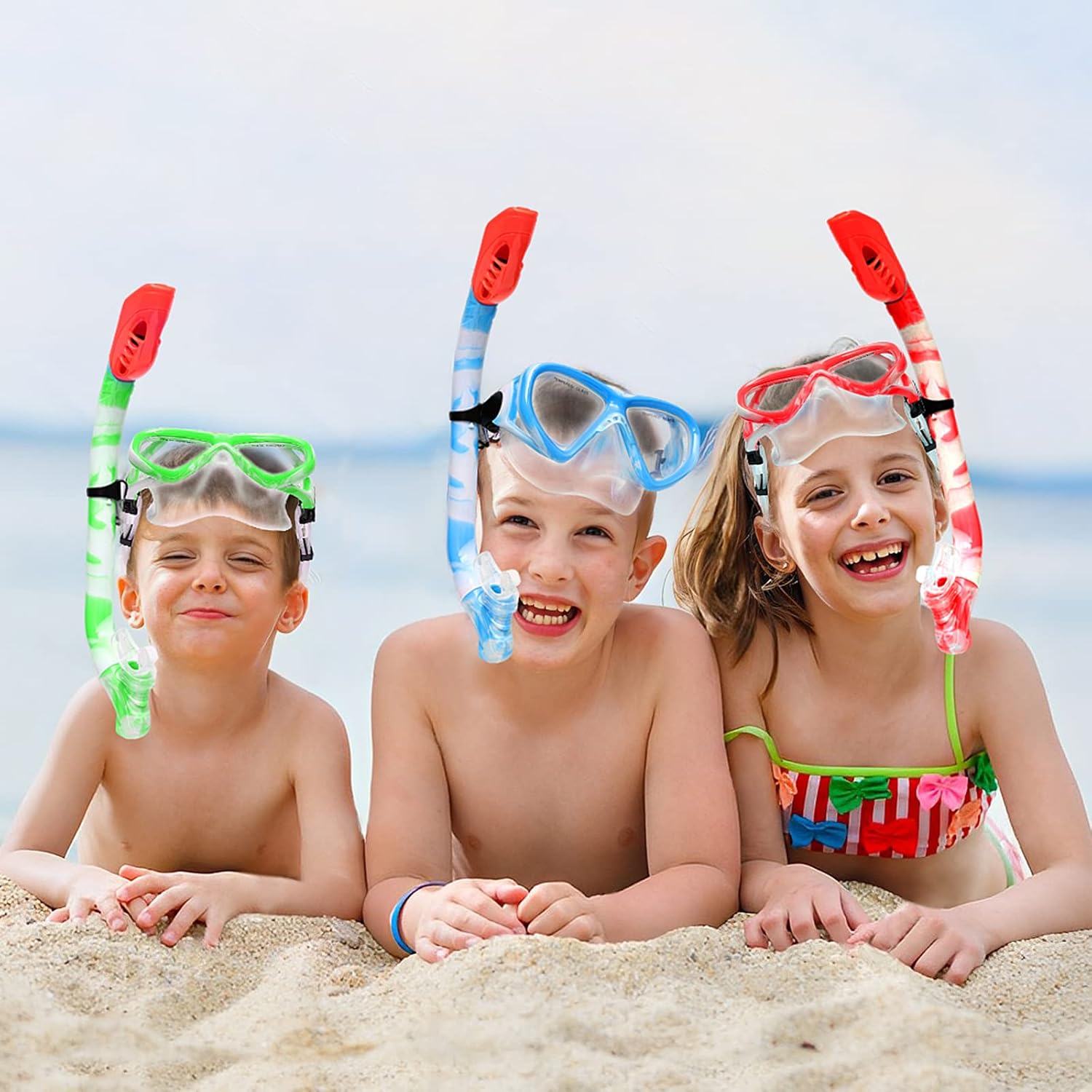 Kids Snorkel Set Dry Top Snorkeling Gear for Kids Youth Boys Girls Junior Age 5-15,Tempered Glass Swimming Diving Mask and Snorkel Set 180 Degree
