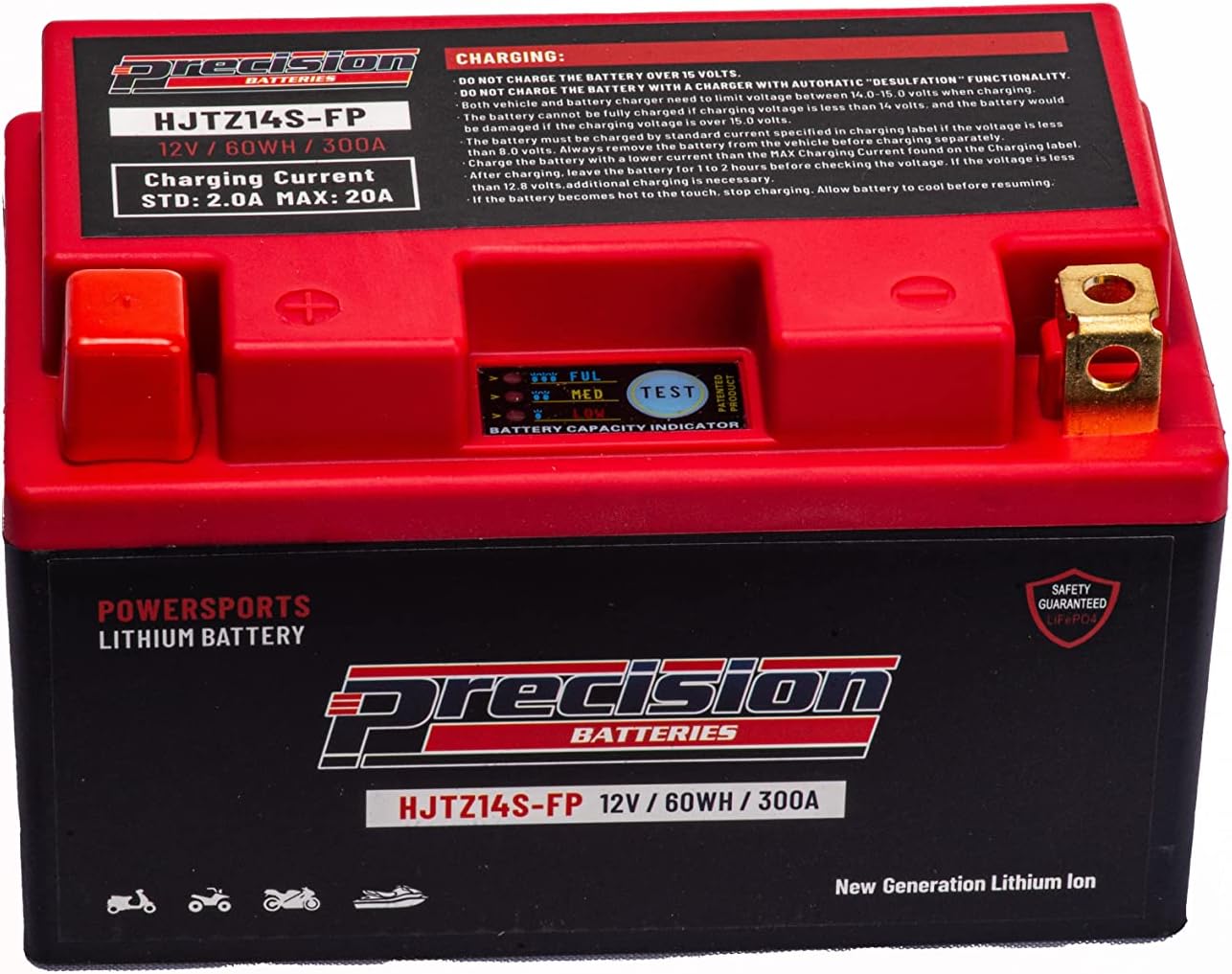 Precision HJTZ14S-FP – Batería de iones de litio de repuesto para Yamaha 1700CC VMAX, 2009-2017, 12 voltios, 60 WH 300 CCA