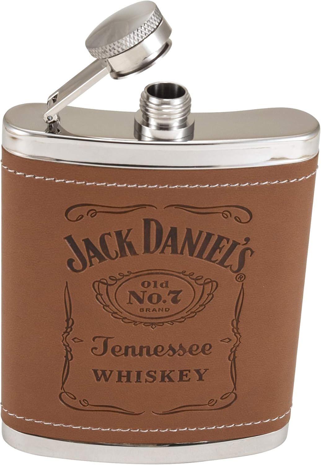 Jack Daniels – Frasco con licencia para bar, 6 onzas, color plateado