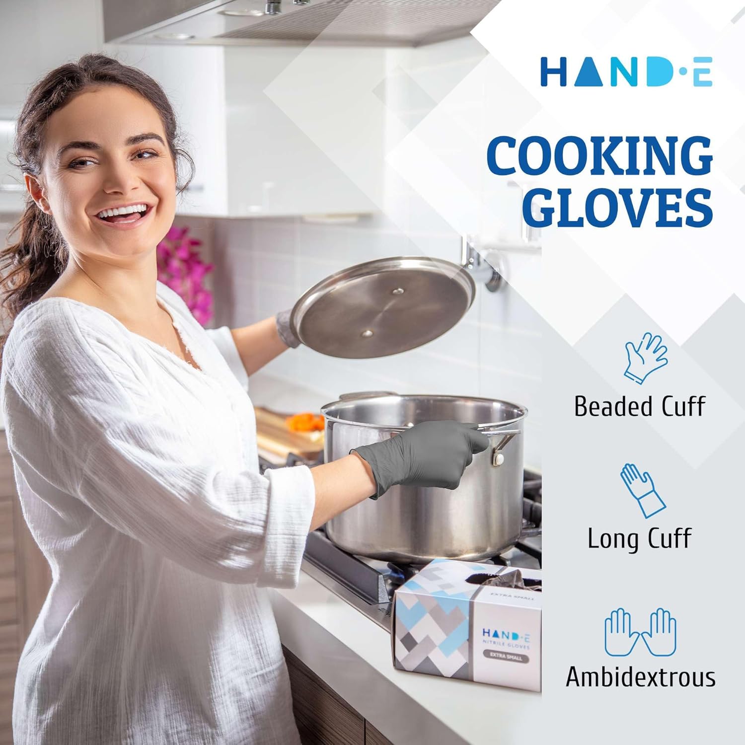 Hand-E Touch Disposable Grey Nitrile Gloves 200 Count, Latex Free Medical Gloves