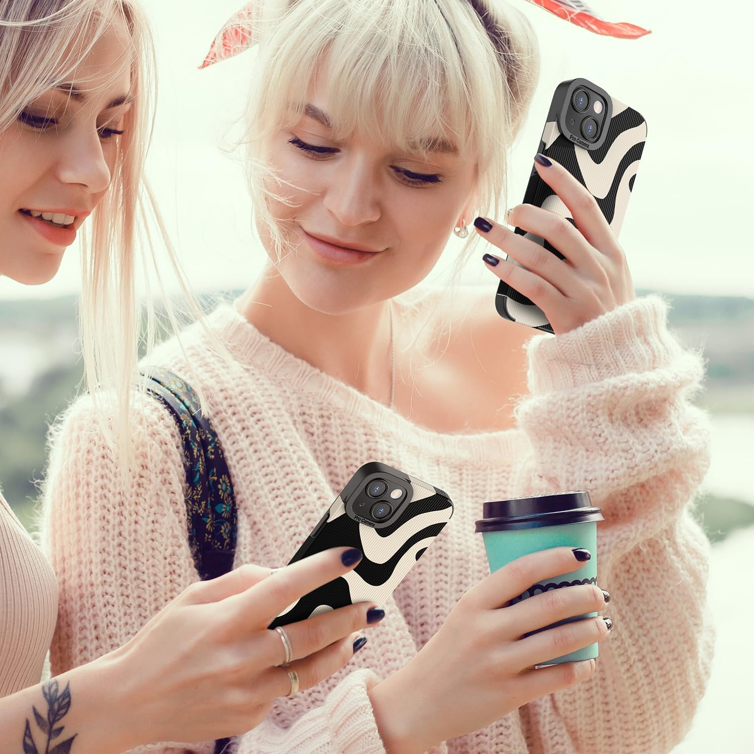 Compatible con iPhone 13 – Funda de silicona con diseño de ondas para mujeres y niñas, funda de silicona de TPU suave con diseño de cebra para