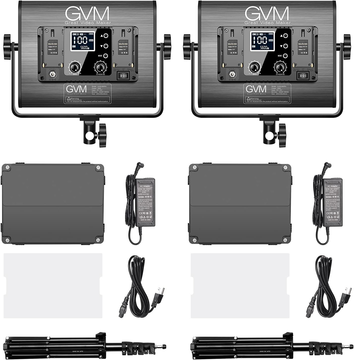 GVM – Luz de video LED RGB con kits de iluminación, panel de luz LED 680RS 50W con control Bluetooth, 2 paquetes de iluminación de fotografía para