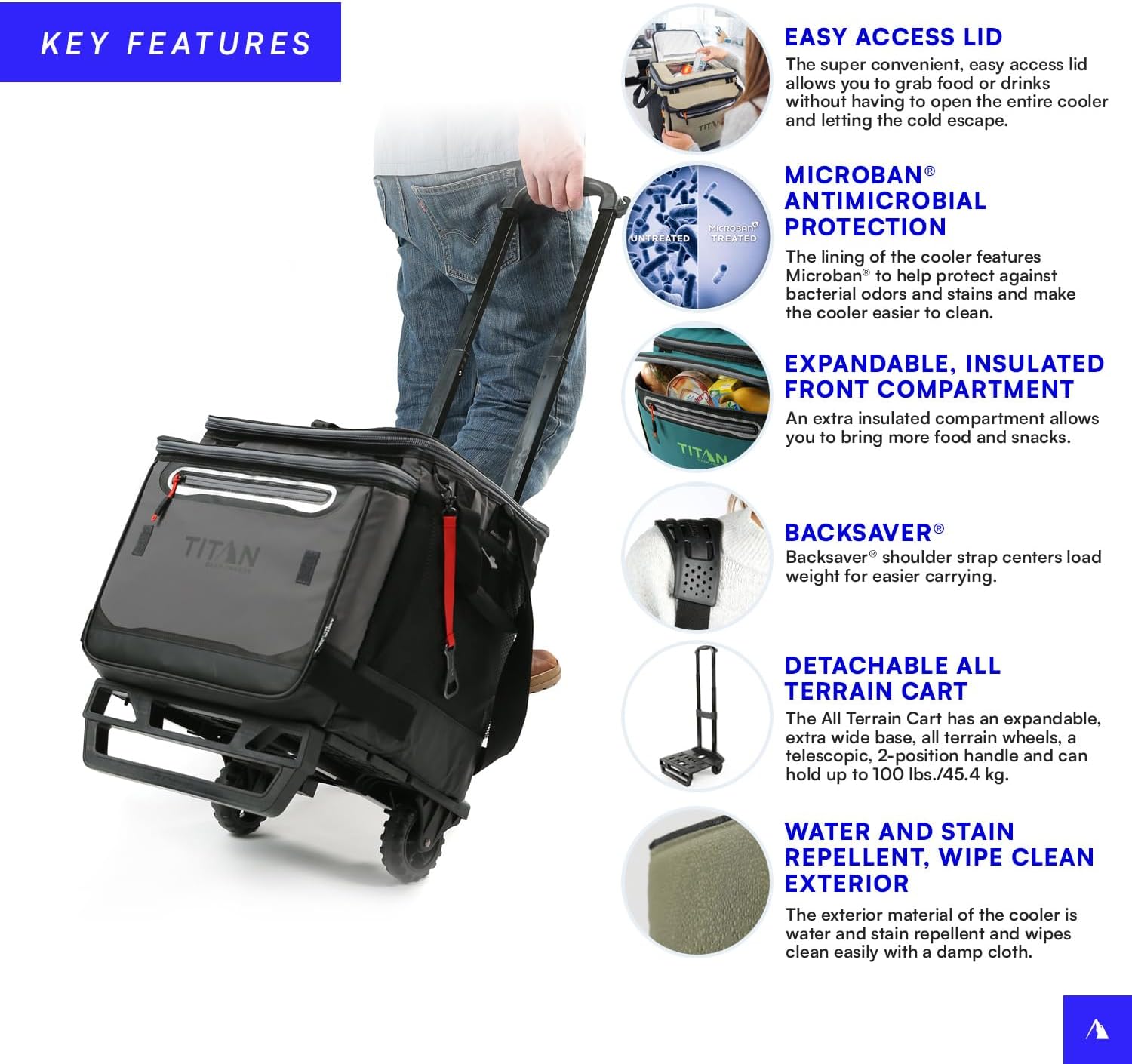 Arctic Zone Titan Deep Freeze 60 (50+10) – Enfriador plegable con ruedas y carrito todo terreno