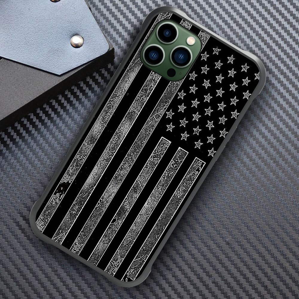 DAHAOGUO Funda compatible con iPhone 11, diseño de bandera estadounidense gris oscuro, silicona suave TPU+PC, parte trasera antideslizante, esquinas