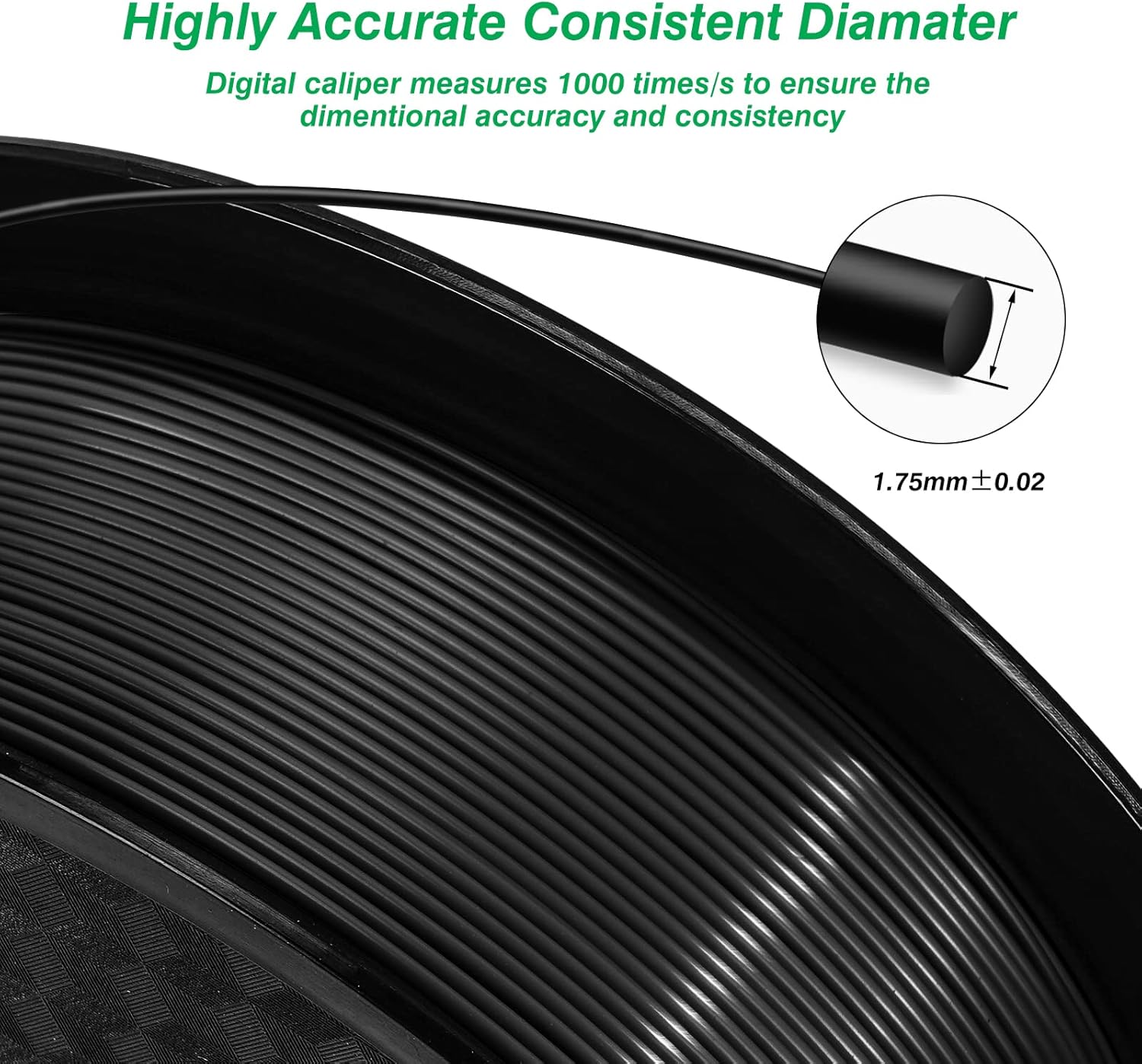 Kingroon PLA – Filamento para impresora 3D, 10 rollos, precisión dimensional +- 0.001 in, carrete de 22 libras (22 libras), 0.069 in, color negro