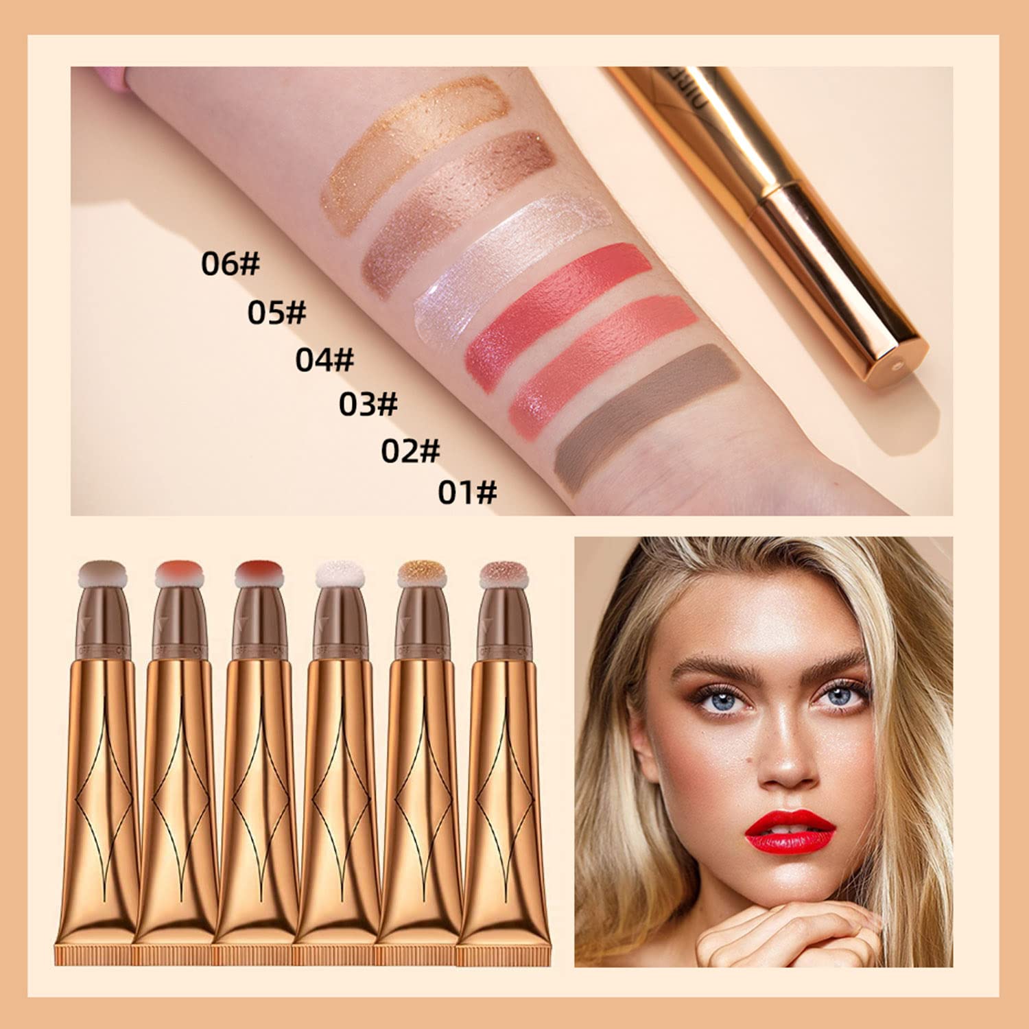 Lápiz corrector líquido de contorno con aplicador de cojín, acabado mate natural, iluminador facial, iluminador facial