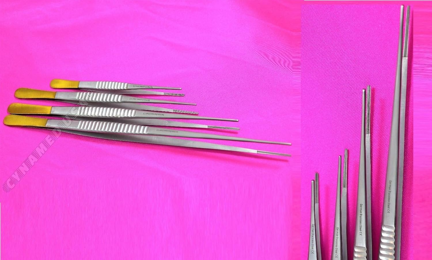 Juego de 4 unidades alemanas de alta calidad, cada uno de Debakey Arteria Atraumatic Tissue Vascular Forcep Gold de 6 pulgadas más 8 pulgadas más 10