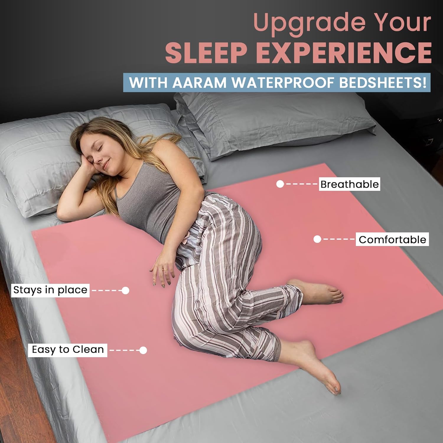 AARAM Funda de goma seca impermeable ultrasuave para cama de niños pequeños y adultos, protector de colchón para dormir de orina, no absorbente,