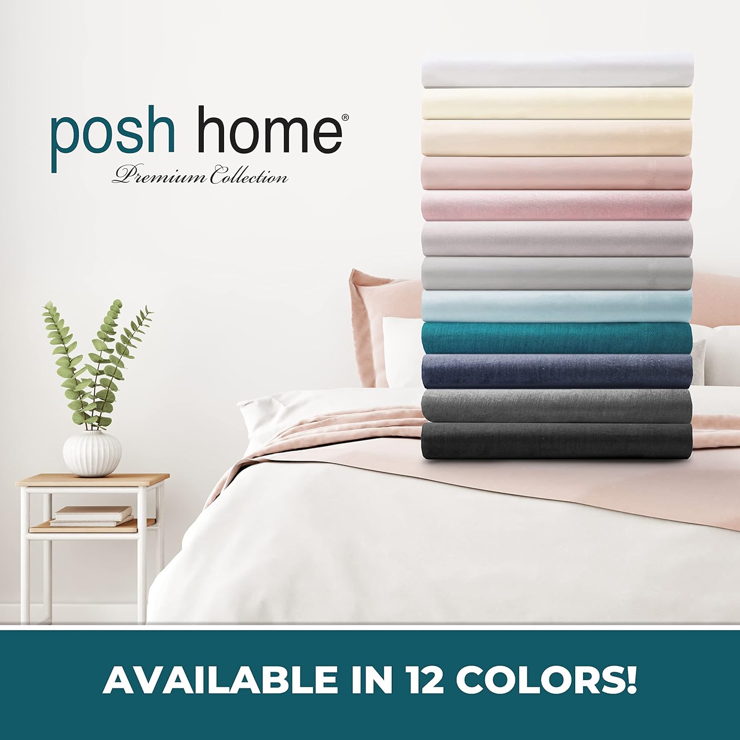 Posh Home Juego de sábanas de punto de jersey, sábanas de 4 piezas, sábanas de algodón transpirable y suave, incluye sábana encimera, sábana bajera