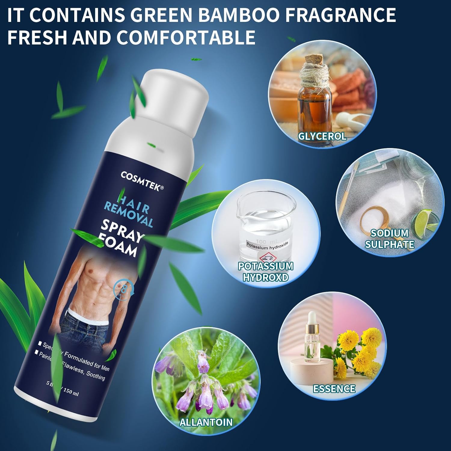 Espuma en aerosol de depilación para hombres, crema depilatoria sin irritación, depiladora segura para axilas masculinas, pecho, espalda, piernas,