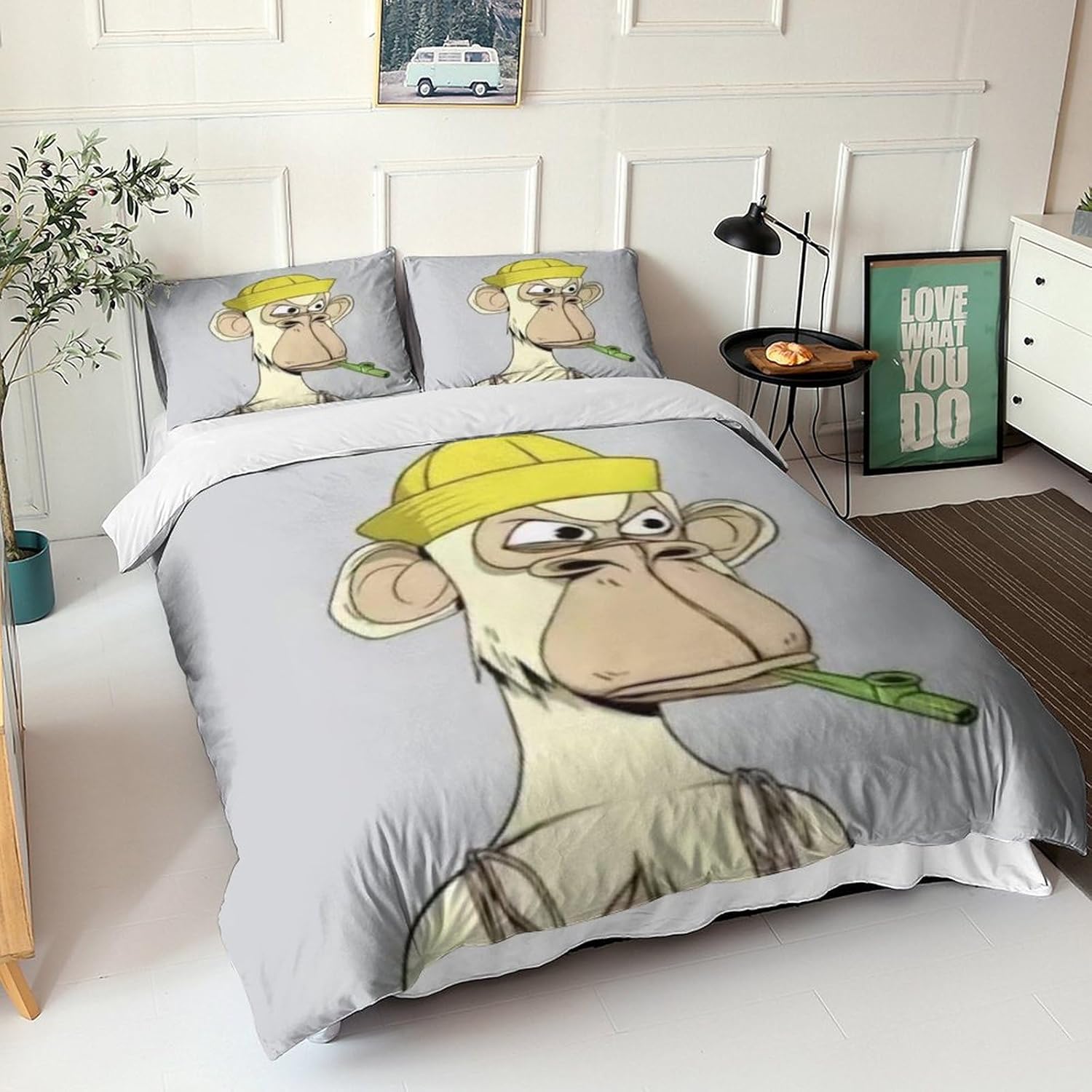 WTEVMAIY Cute Monkey Duvet Cover Microfiber Animal Duvet Cover Set,Soft and Breathable with Zipper Closure Suitable for Recognizing Children