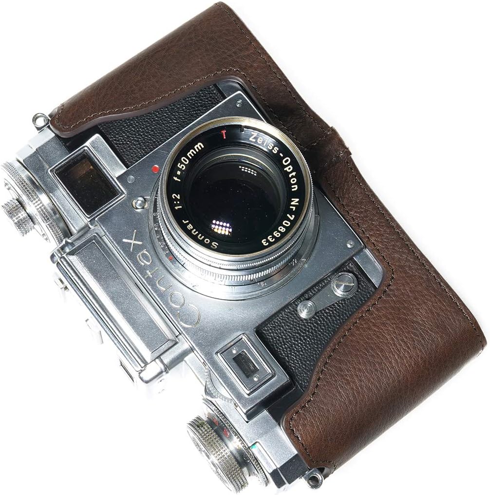 Hecho a mano cuero auténtico medio cámara caso bolsa cubierta para ZEISS IKON CONTAX IIIA IIA película cámara color café
