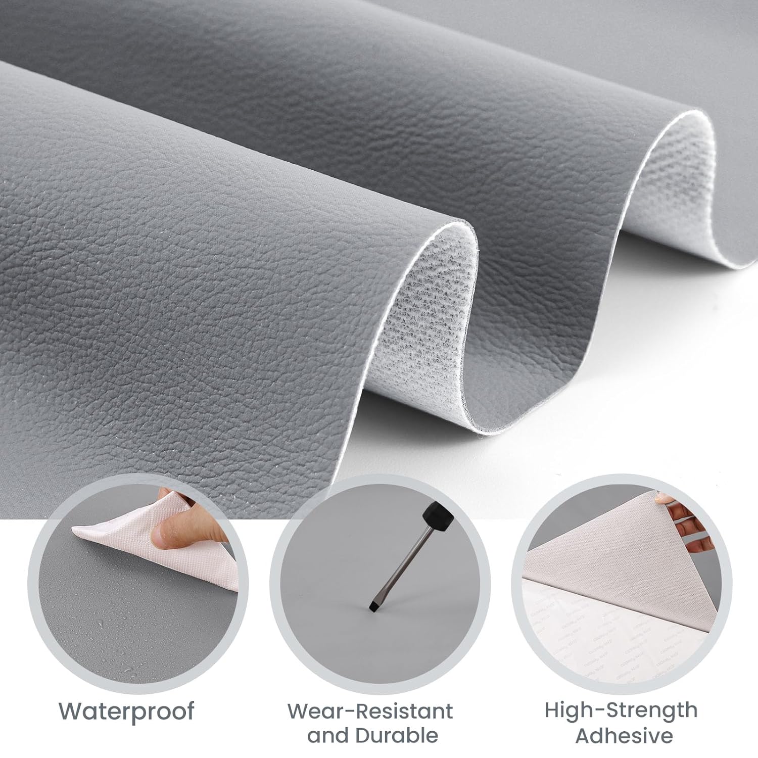 Parche de reparación de cuero autoadhesivo, parches extra grandes de 17 x 79 pulgadas para muebles, cinta de cuero para reparación de asientos de