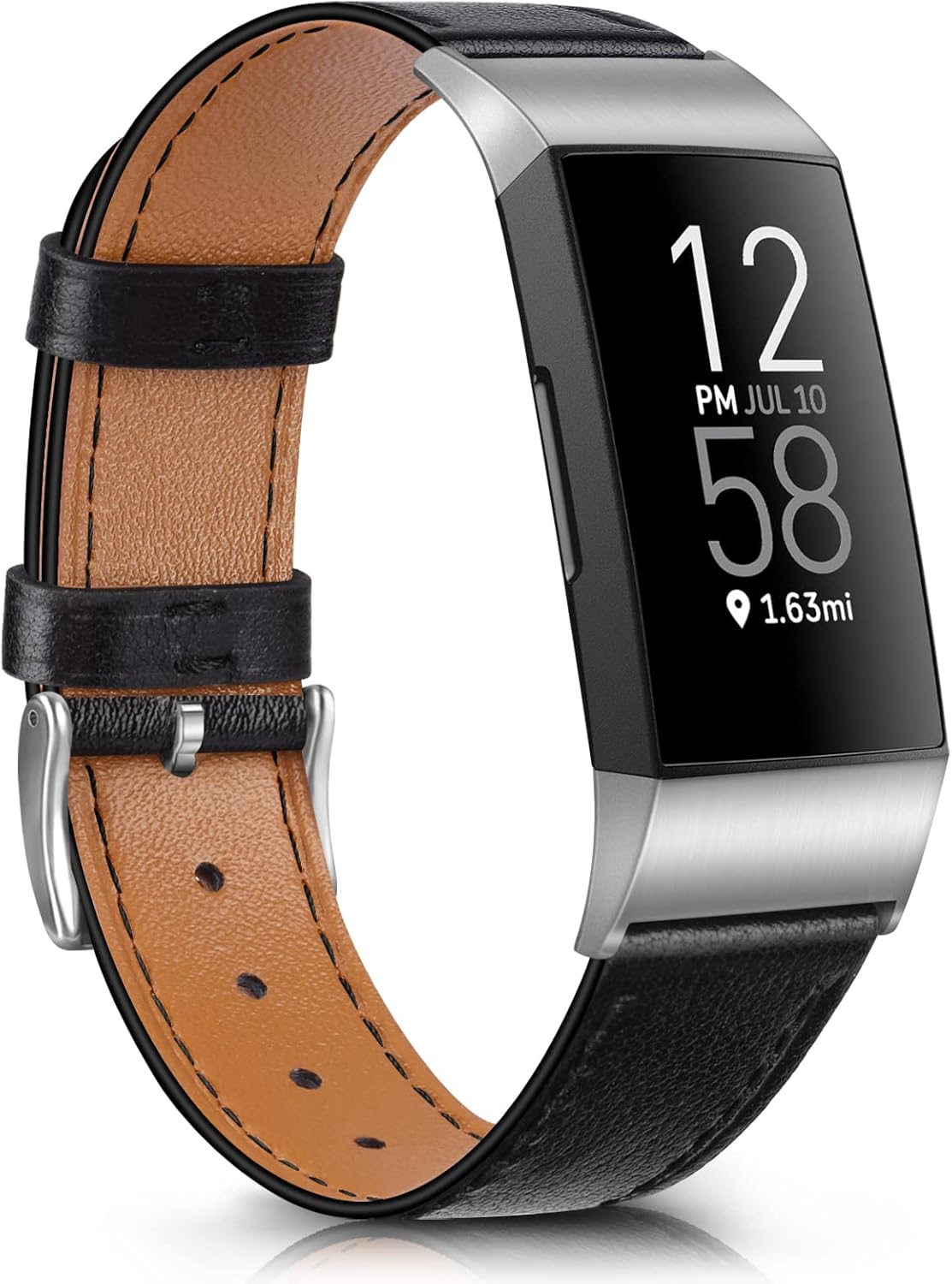 Vancle Bandas para Fitbit Charge 4 BandFitbit Charge 3 Band para mujeres y hombres, pulsera de cuero con conectores metálicos para Fitbit Charge 3