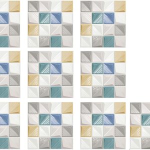 10 hojas de azulejos autoadhesivos para azulejos de cocina y baño, azulejos de pared para baño, cocina, azulejos de pared (4 x 4 pulgadas) 10 hojas de azulejos autoadhesivos para azulejos de cocina y baño, azulejos de pared para baño, cocina, azulejos de pared (4 x 4 pulgadas)