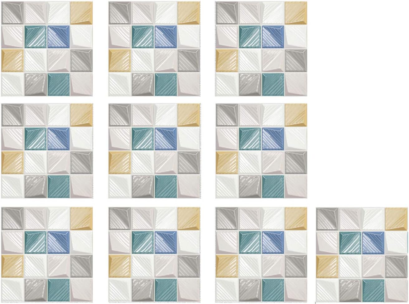 10 hojas de azulejos autoadhesivos para azulejos de cocina y baño, azulejos de pared para baño, cocina, azulejos de pared (4 x 4 pulgadas)