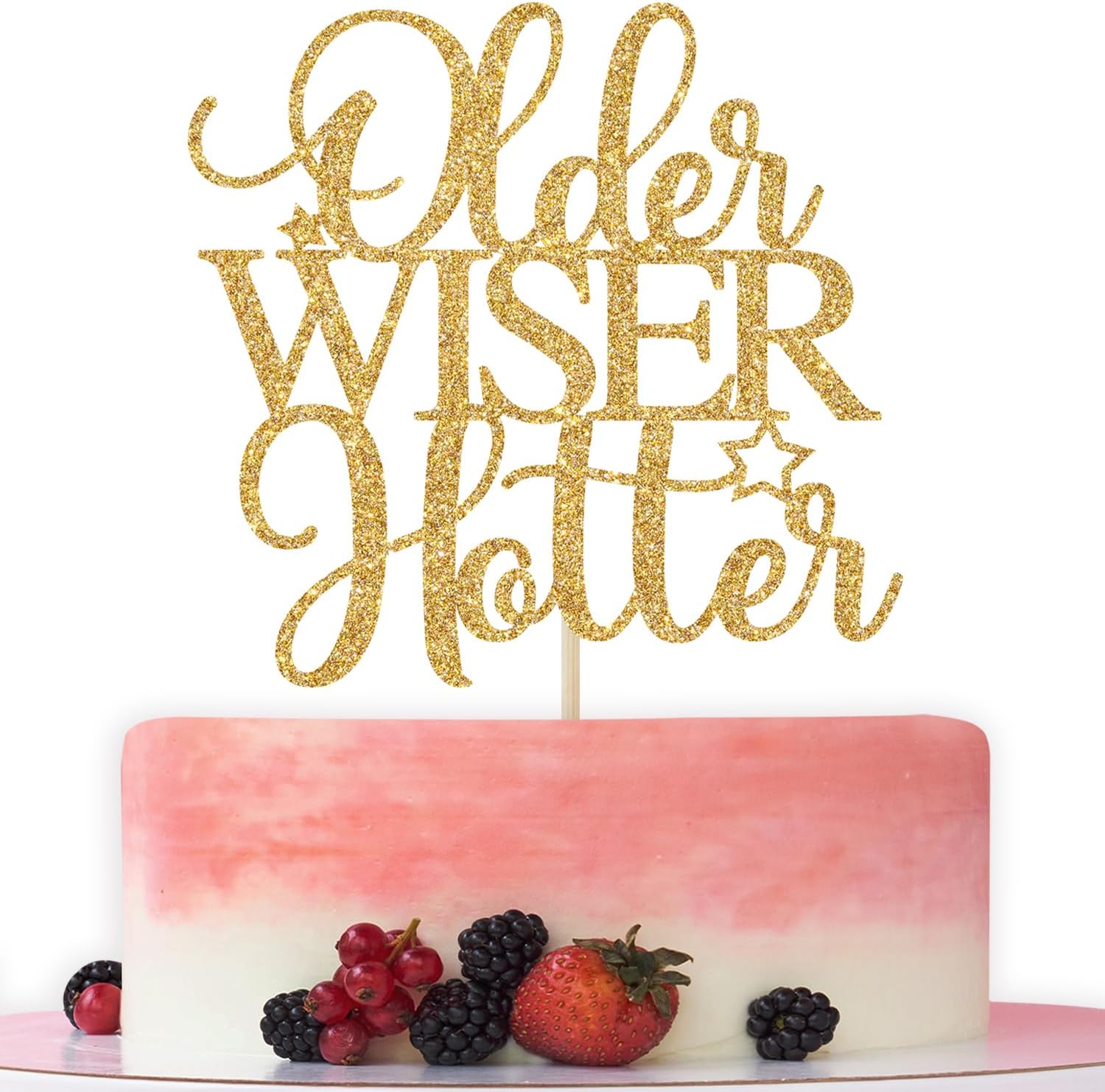 Older Wiser Hotter – Decoración para tartas, divertidos suministros de fiesta de cumpleaños para adultos, 30, 40, 50, 60, 70, 80, decoraciones de