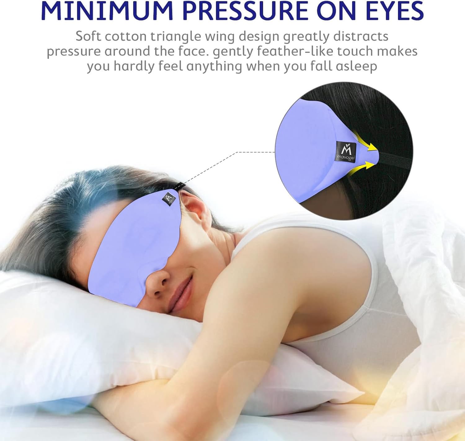 Mavogel Antifaz de algodón para dormir  Máscara de dormir transpirable con bloqueo de luz, suave y cómoda para hombres y mujeres, cubierta de ojos