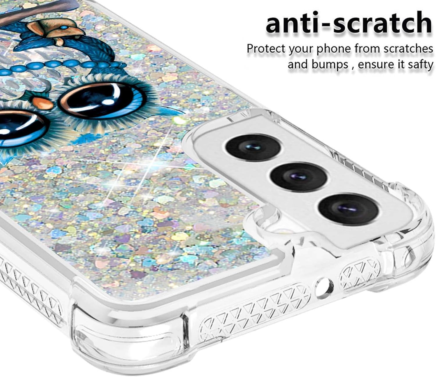 Funda brillante para Samsung S23 Plus con purpurina brillante, ajuste delgado, a prueba de golpes, protector femenino para mujer, transparente, para