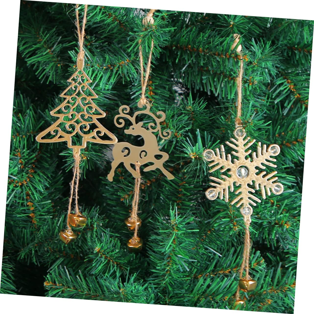 3 adornos de Navidad, adornos de metal, decoración de Navidad, decoración del hogar, árbol de Navidad, letrero colgante de deseo, adornos colgantes