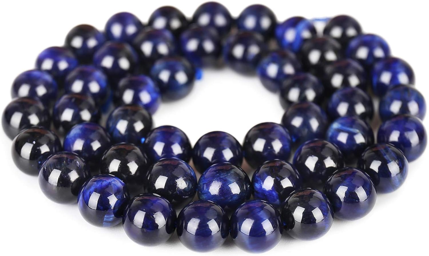 Cuentas de ojo de tigre azul natural, cuentas sueltas redondas de grado AAA, 0.315 in, 100 unidades de opciones de lote a granel, cuentas de piedra