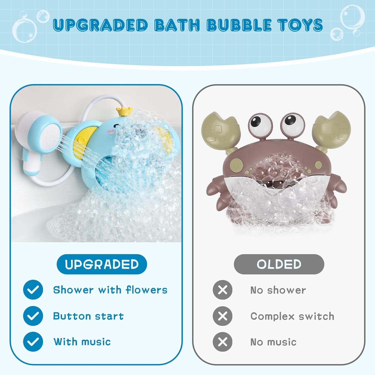 Juguetes de baño, fabricante de burbujas de baño cantante para bebé pequeño, fabricante automático de burbujas para bañera, juguete de baño de