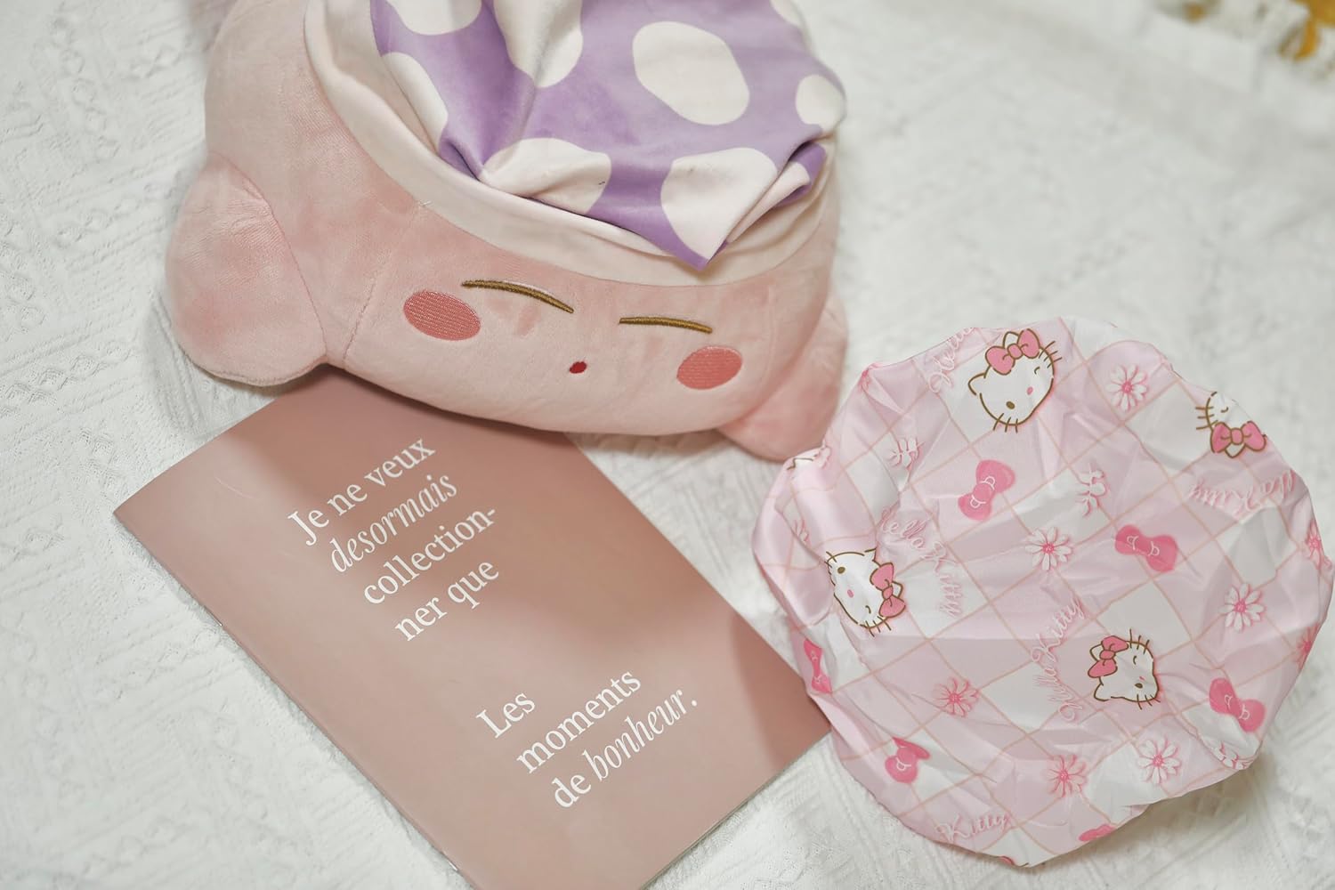 JieJiefa Lindo gorro de ducha de dibujos animados, doble capa impermeable para niñas, sala de spa, tamaño extra grande para todas las longitudes de