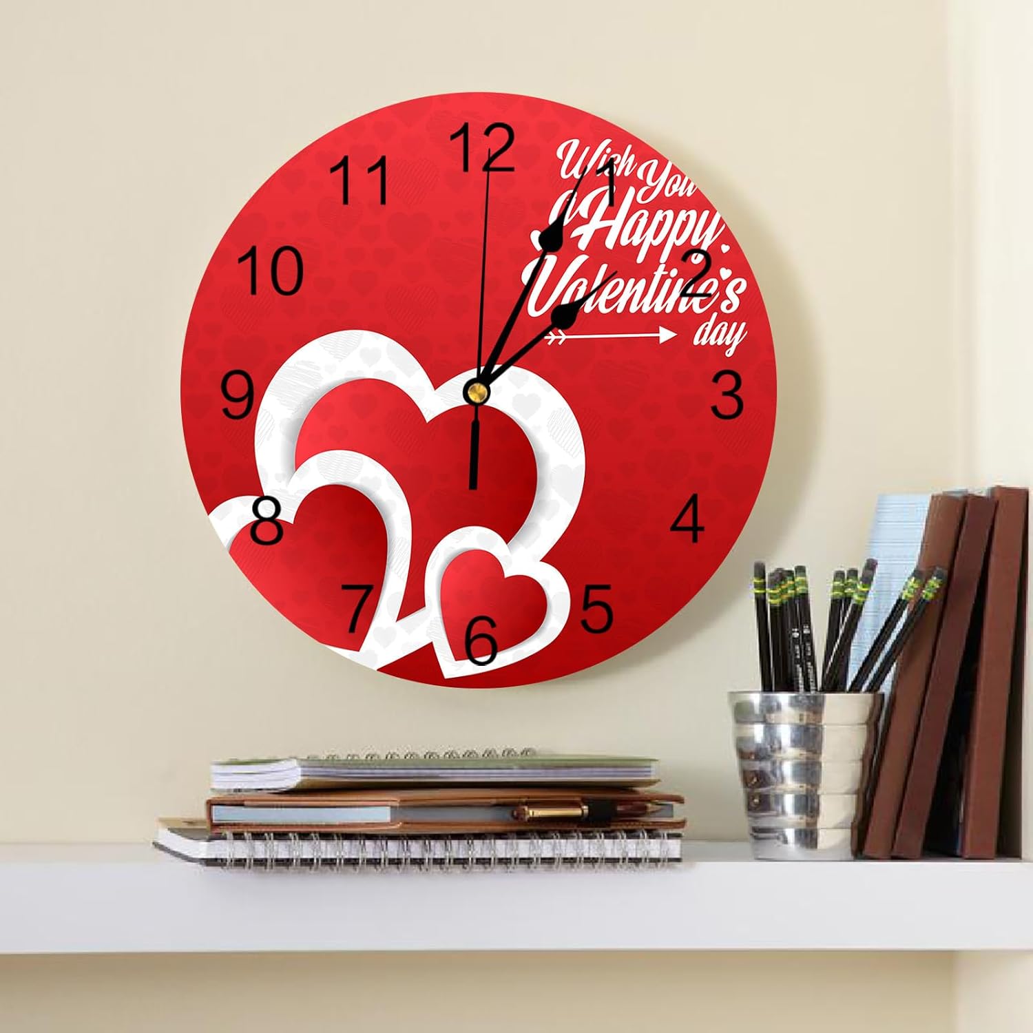 Silent – Reloj de pared decorativo sin tictac para cocina, dormitorio, baño, oficina, sala de estar, lavandería, hogar, funciona con pilas, reloj de