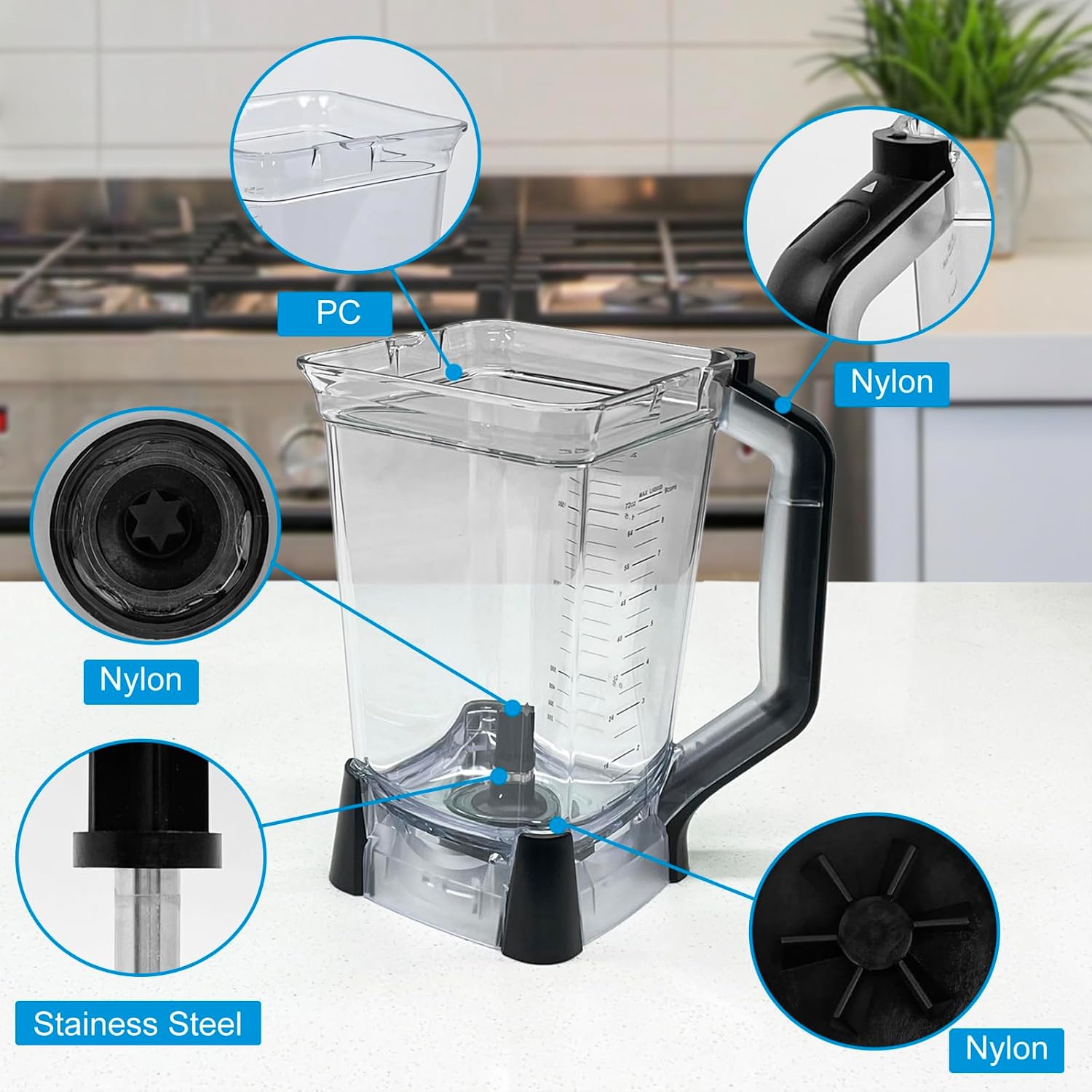 Piezas de licuadora para Ninja 72 oz (9 tazas) XL Pitcher BL610 BL710
