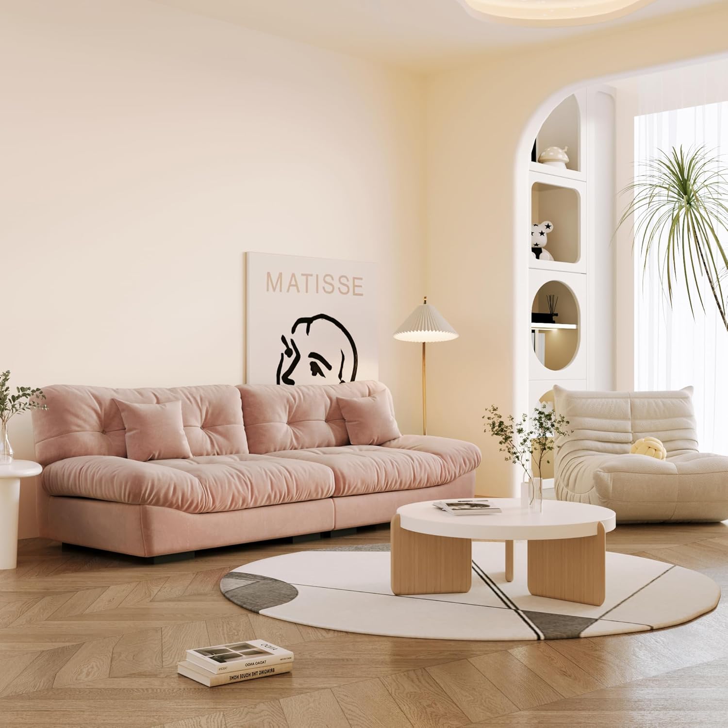 Sofás seccionales cómodos de 105 pulgadas, sofá de 3 plazas más grande con 2 almohadas, sofá minimalista, sofá moderno para sala de estar,