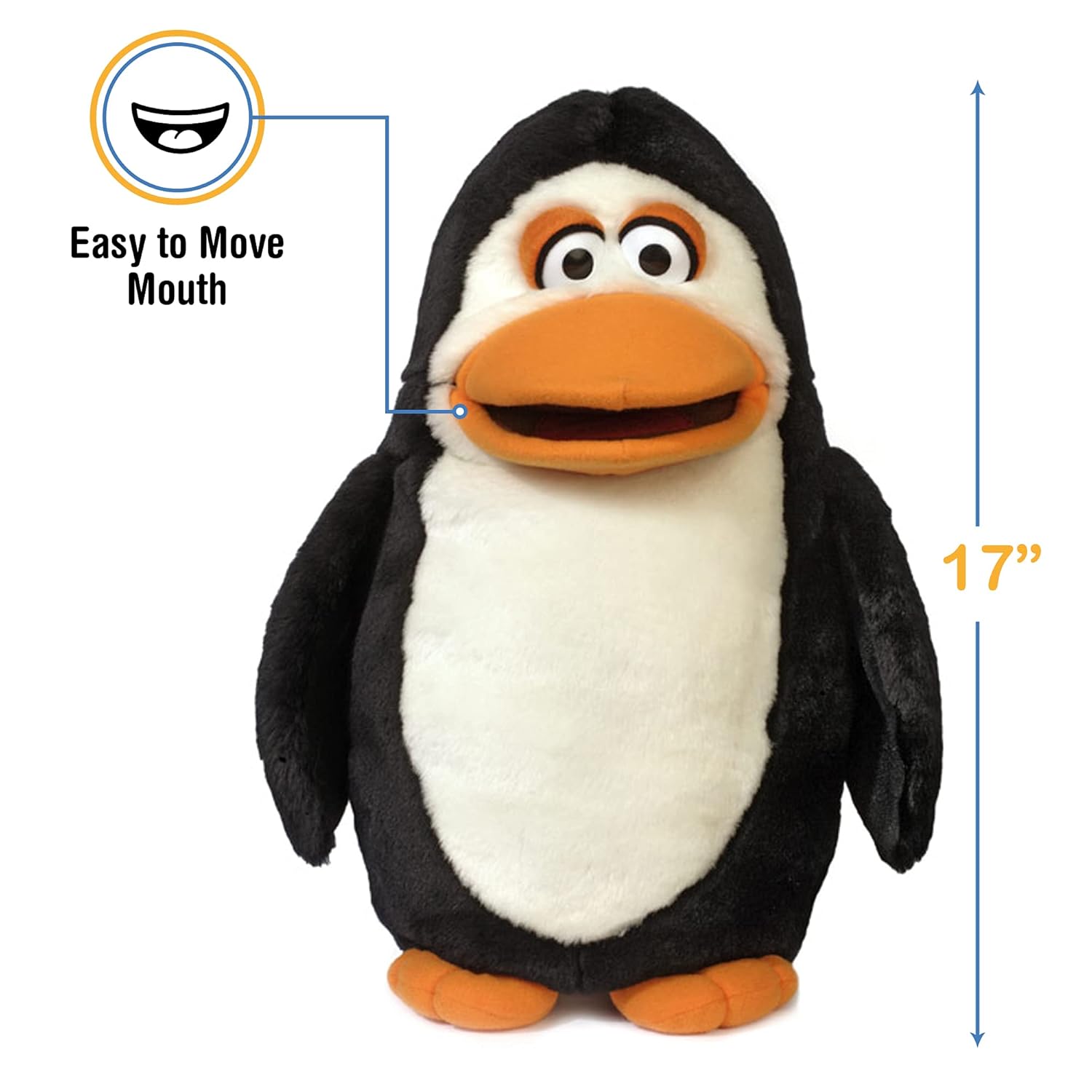 Pingüino tonto de 17″, marioneta de mano animal